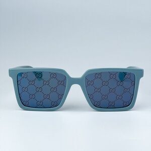 NEW Gucci GG1540S 003 Light Blue Violet Logo Mirrored Men Square 55mm Sunglasses